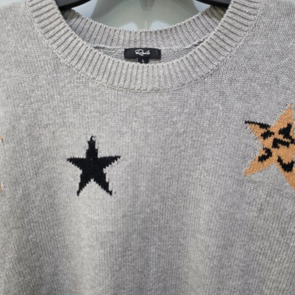 Rails Womens Crewneck Star Print Sweater Gray Size L Soft Knit Lightweight - Picture 2 of 10